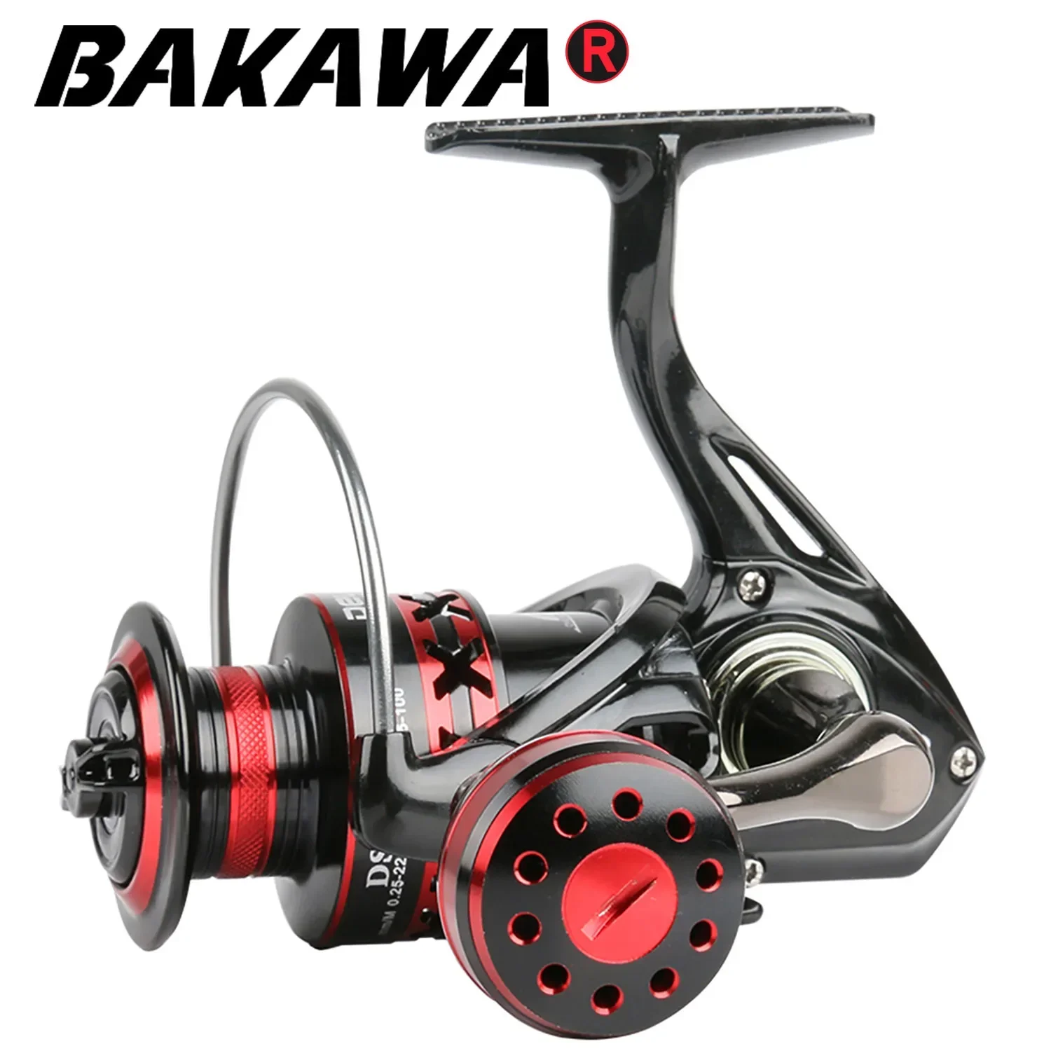 BAKAWA-carrete giratorio de Pesca sin marco, rueda de Metal, arrastre máximo de 15kg, para agua salada/dulce, Serie 2000-7000 - imagen 2