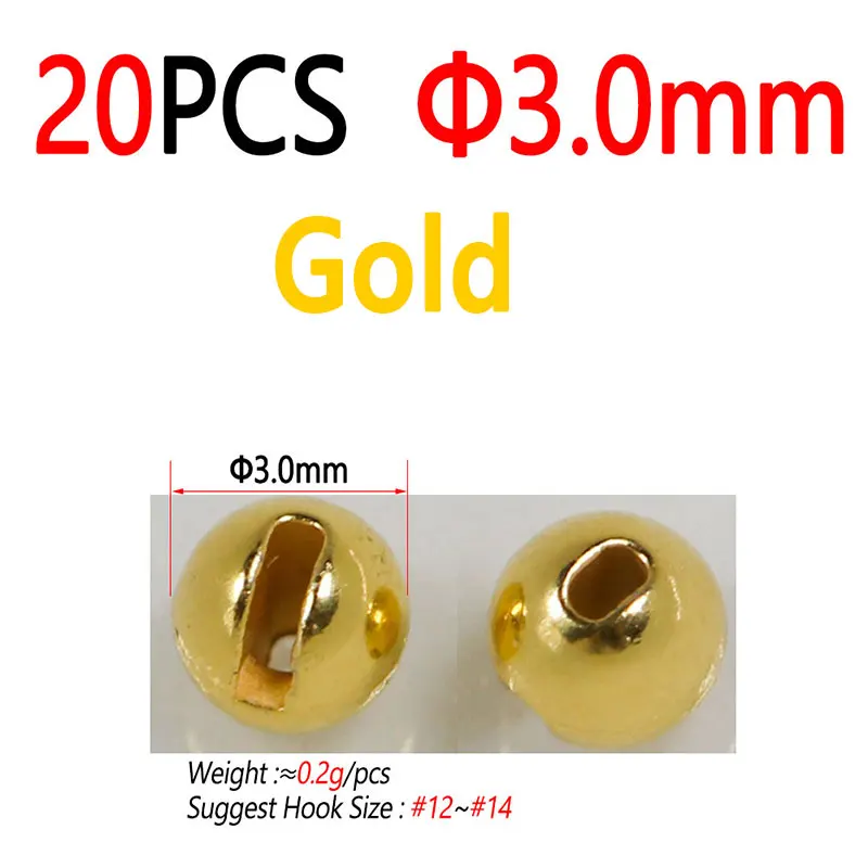 20pcs 3.0mm Gold