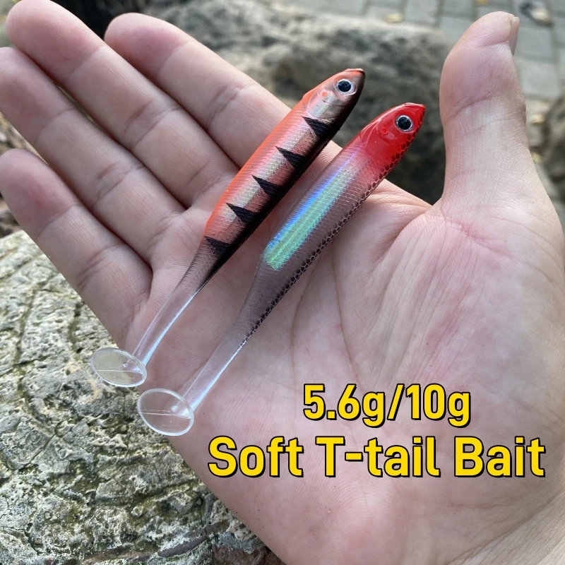 Juego de Señuelos de Pesca con cebo suave, escamas de pescado 3D, anzuelo con cabeza de anzuelo de plomo para lubina, aparejos de pesca de trucha, cola en T para pesca en agua salada - imagen 2