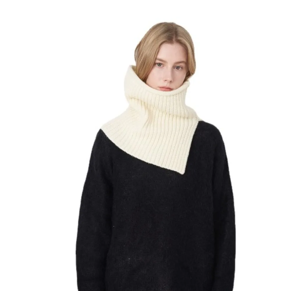 Bejirog-Pañuelo de punto de Color sólido, protección suave y agradable para la piel, frío y cálido, cuello de Cachemira a prueba de viento, Invierno - imagen 4