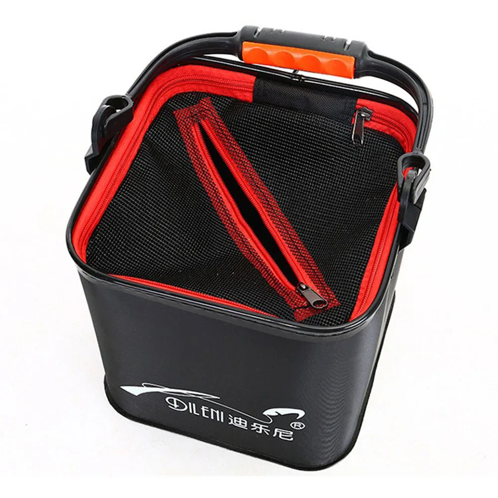 Cubo de pesca plegable, herramienta práctica con mango, cubo de agua ligero para acampar, viaje, bolsa de peces vivos - imagen 4