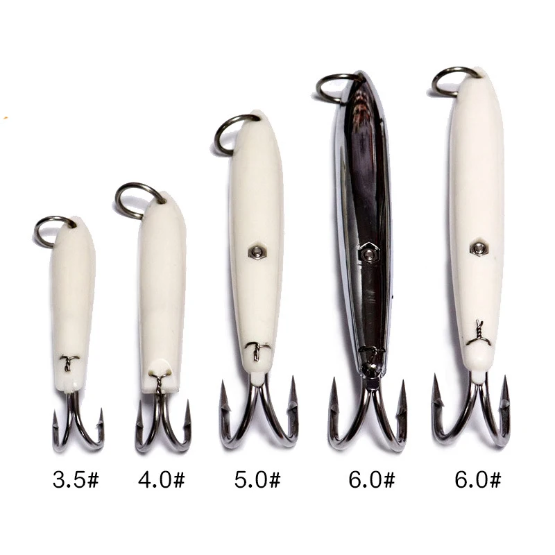 DORISEA Señuelo de pesca en el mar, anzuelo doble de acero inoxidable, estado impreso para caballa, atún, tiburón 3,5 #   4.0 #   5.0 #   6.0 # - imagen 2