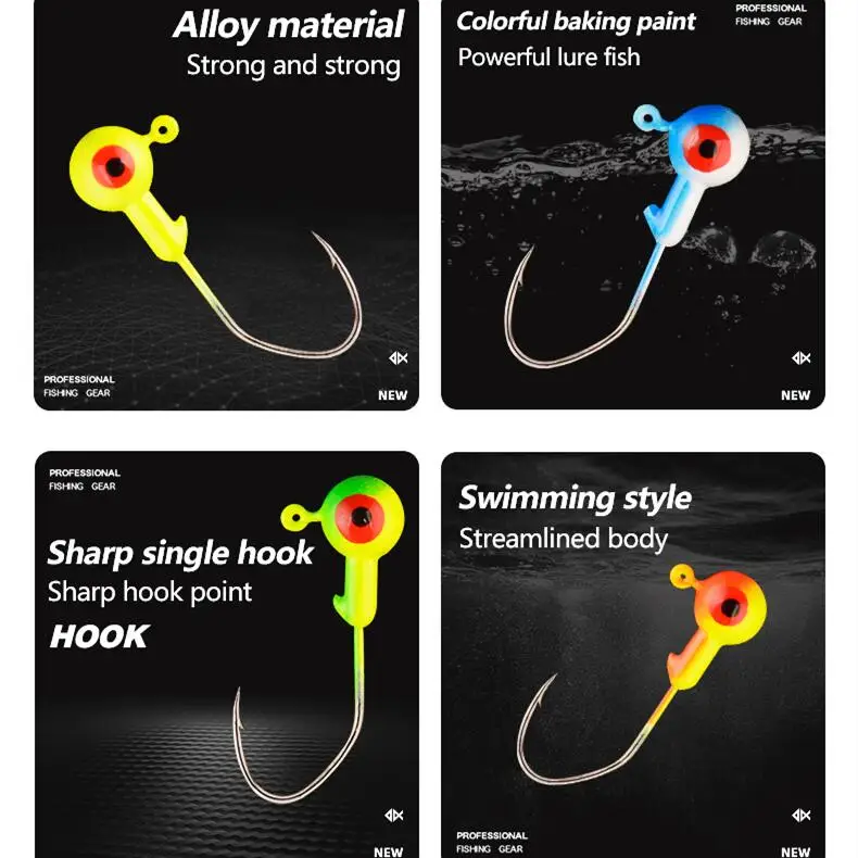Anzuelo de cabeza plomada de 5 piezas, 0,8g, 1,75g, 3,5g, 5g, anzuelo de manivela, señuelo de plantilla, cebo duro, gusano blando, anzuelo de plantilla para pesca - imagen 5
