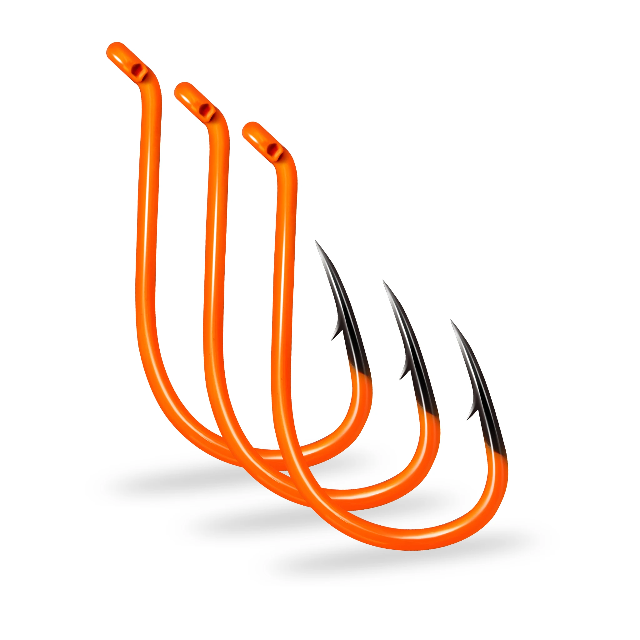 ZYZ 3 ~ 6 unids/lote ganchos de pulpo naranja 6/0 #   7/0 #   8/0 #   10/0 #   Anzuelos compensados afilados resistentes a la corrosión con revestimiento naranja fluorescente - imagen 3