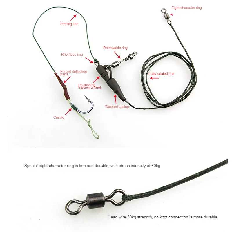 Juego de pesca de 20 piezas para carpa, aparejos de alambre frontal, Conector de anzuelos, Cyprinus Carpio Classcia, herramientas de pesca - imagen 3