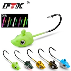 FTK Jig Head 3D con puas de acero al carbono para vinilo Lubina