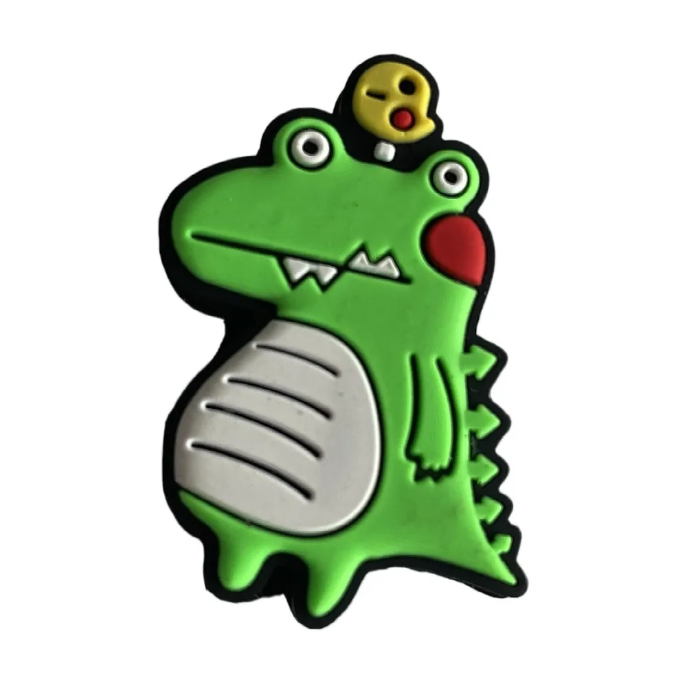 Esta adorable figura verde en forma de dinosaurio es perfecta para agregar un toque lúdico a cualquier colección