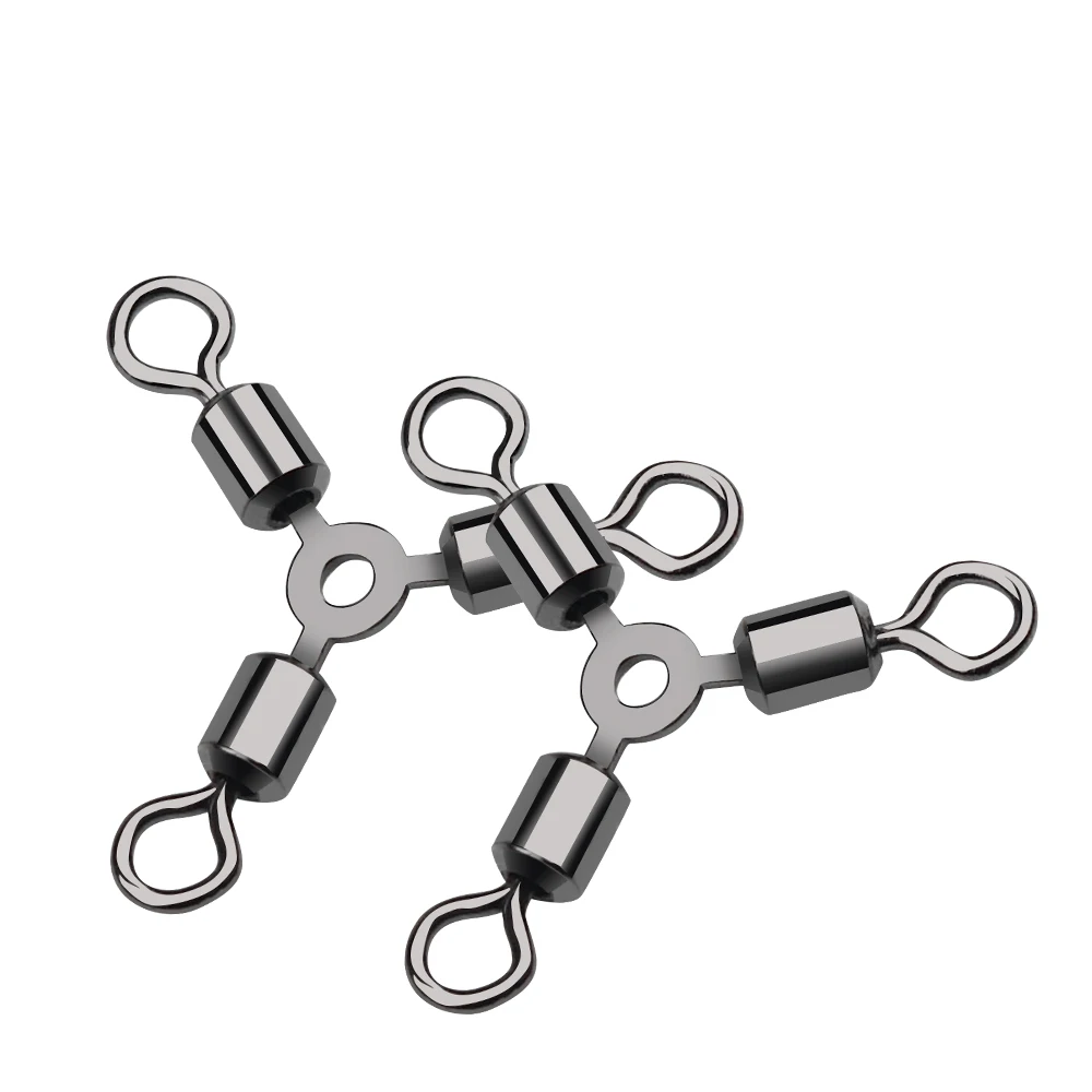 DNDYUJU conector giratorio de tres vías, anillo de latón, rodamiento de barril, anzuelo, accesorios de aparejos de enlace, 10X-30X - imagen 5