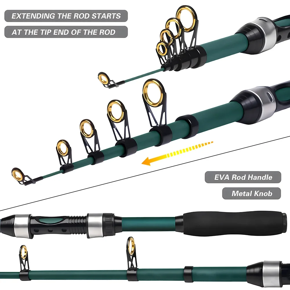 Caña dura telescópica de carbono de 1,8 m, caña de pescar giratoria portátil de alta densidad para viaje, longitud cerrada de 40,5 cm para sal/agua dulce - imagen 3