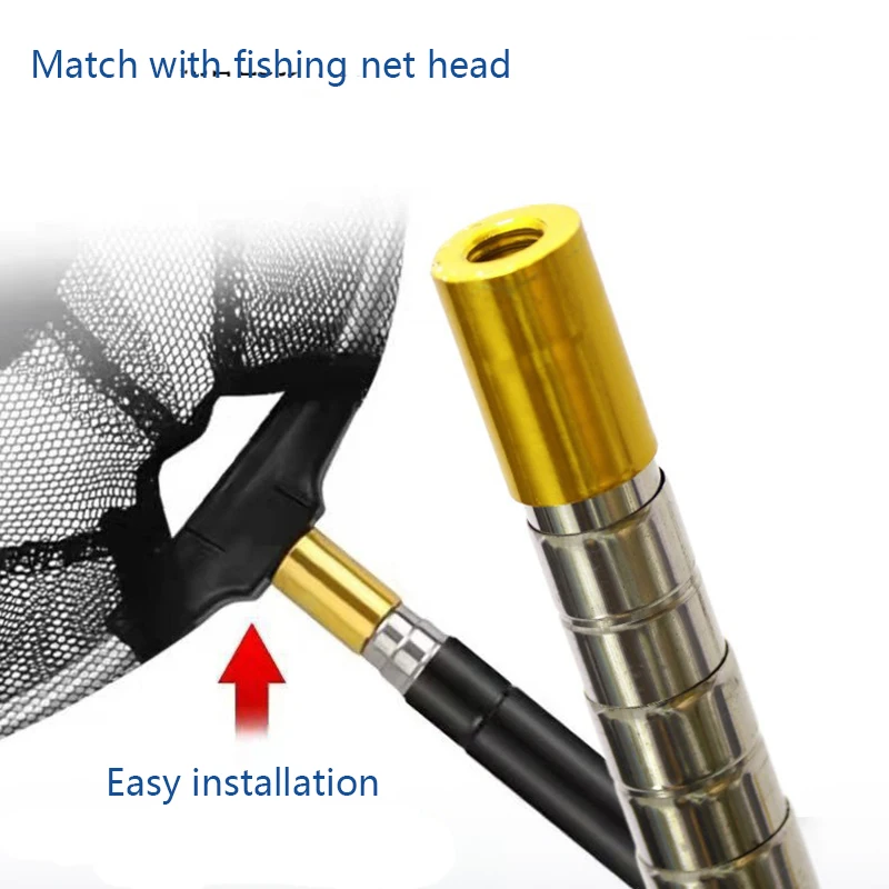 Caña de red de mano corta de acero inoxidable para tornillo de 8mm, caña voladora de pesca portátil telescópica - imagen 3