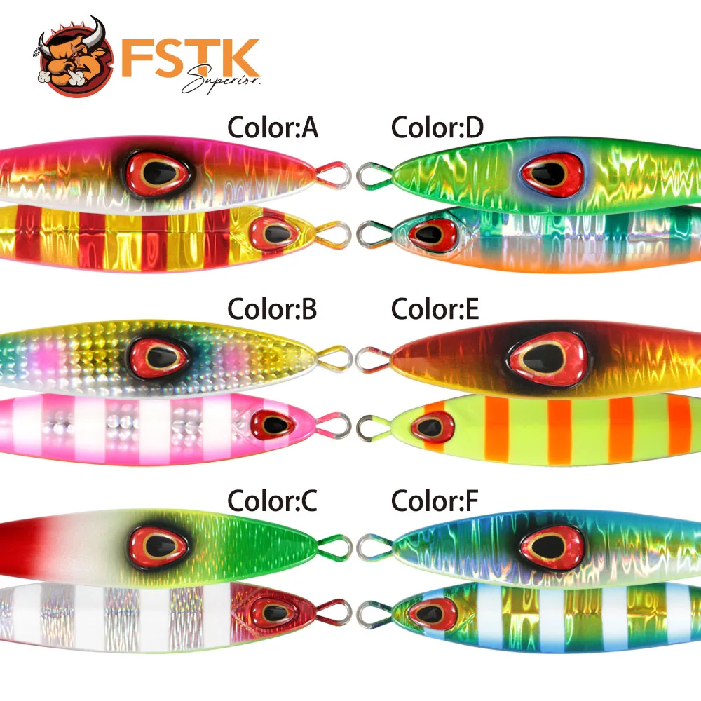 FSTK nuevo plantilla de Metal señuelo de Pesca fundición Jig cuchara agua salada 20 30 40 60 80G Pesca Shore Casting Jig Pesca en el mar Jigging lento - imagen 5