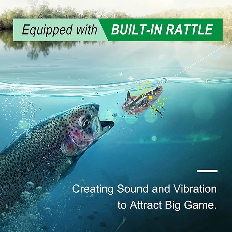 Señuelos de pesca multiarticulados Swimbait manivela cebo de hundimiento lento cebo Artificial biónico agua dulce agua salada trucha pesca de lubina Acce - imagen 5