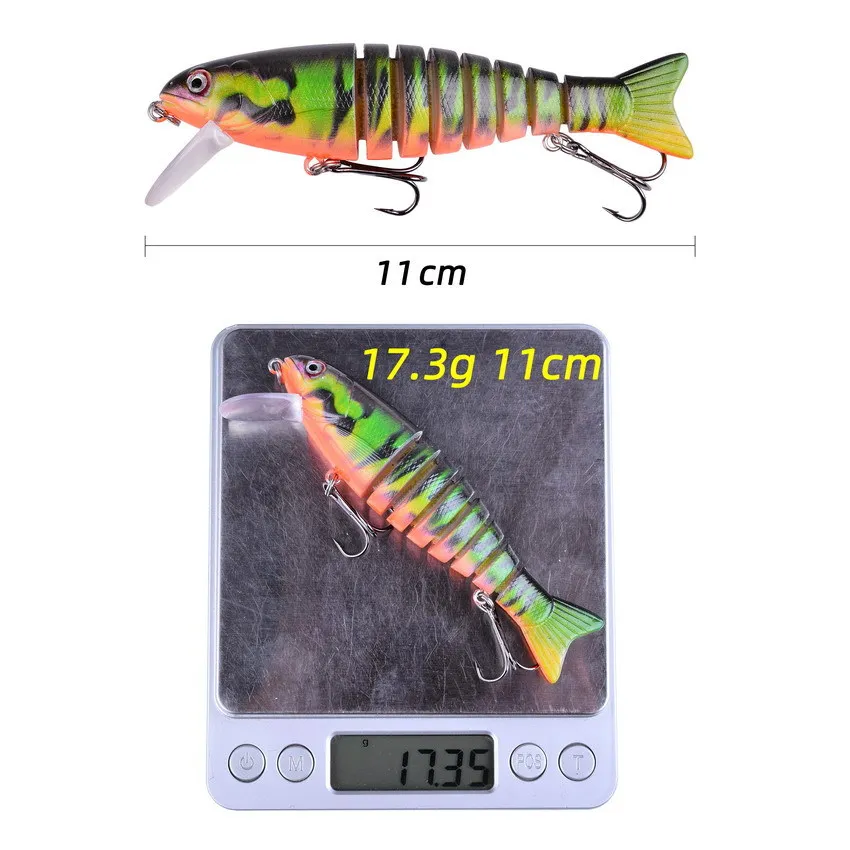 Señuelos de pesca duros de lubina de mar de múltiples secciones ojos 3D 1 Uds Crankbaits Minnow Swimbait cebo duro falso Wobblers artificiales aparejos de carpa - imagen 4