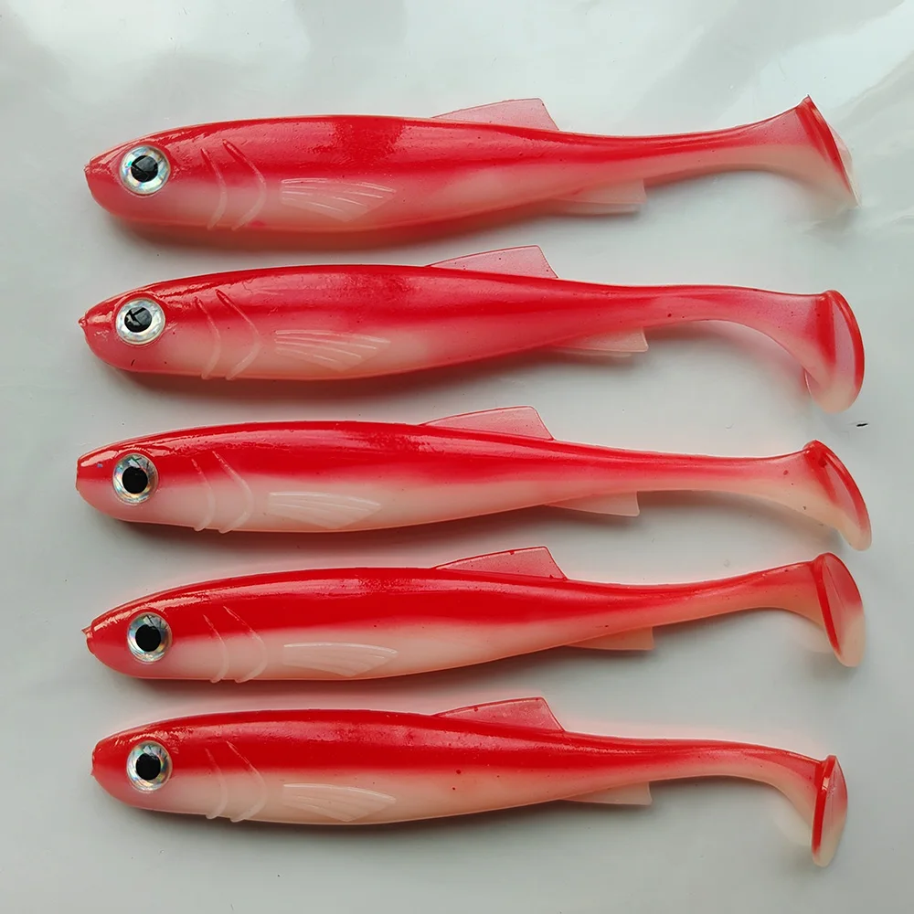 Señuelos de pesca de plástico suave, 5 uds., 7,5 cm/10cm/12,5 cm, cola de paleta de silicona, sábalo, gusano, Swimbaits, lubina, trucha, Lucio, Leurre Souple - imagen 4