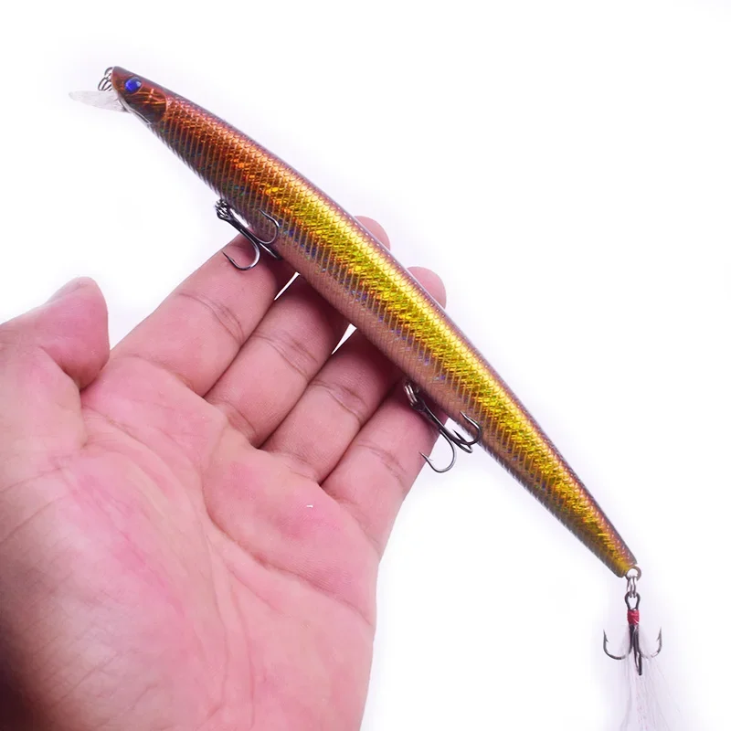 Señuelo de Pesca de pececillo grande, 1 unidad, 18,5 cm, 22g, cebo duro Artificial, anzuelos de Pesca de plumas, carpa, lubina, Pesca, Isca, Wobblers, Crankbaits