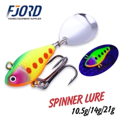 FJORD Spinner 10,5g 14g 21g señuelo de pesca cola de lentejuelas giratoria efecto UV superficie Vib Jig cebos artículo de pesca de agua dulce y salada