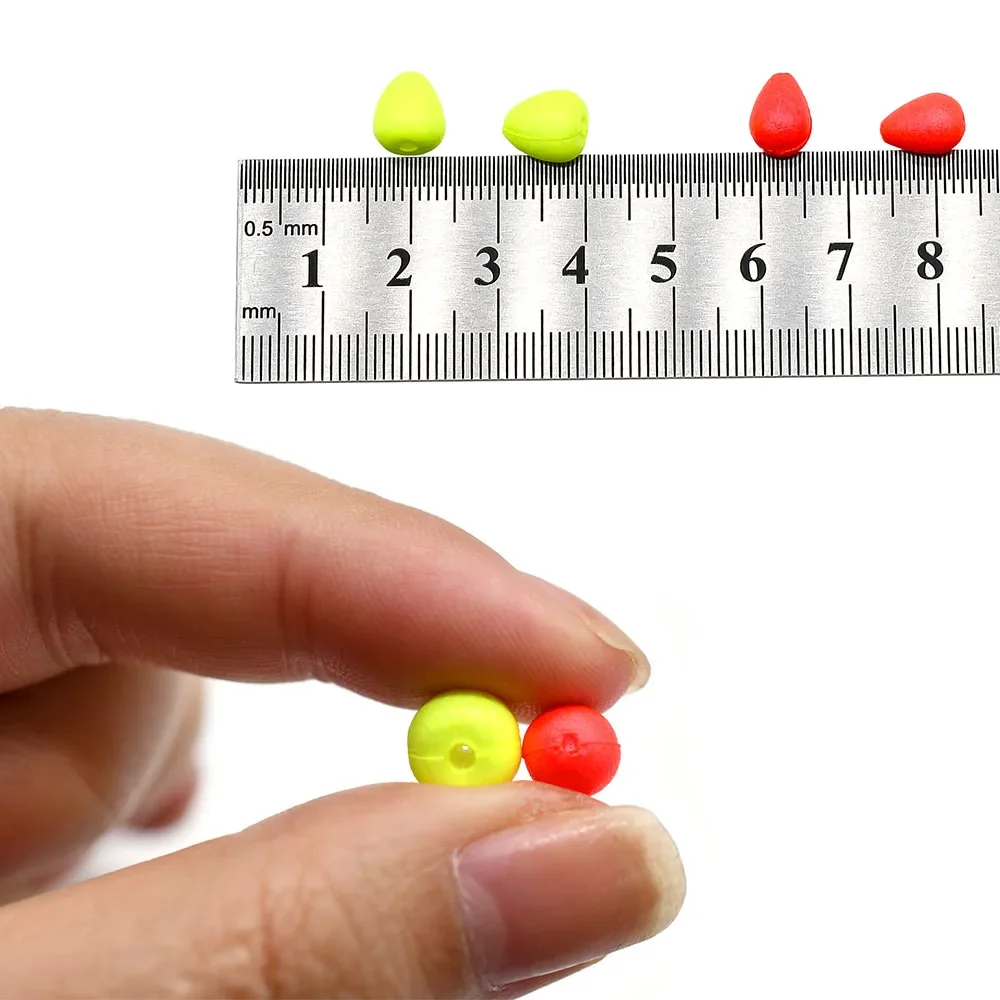 100 Uds. De frijoles de colisión llamativos, cuentas flotantes, cuentas rodantes superiores de plástico ovaladas gruesas, varios colores para pesca y Camping - imagen 5