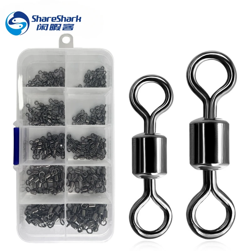 Conector de señuelos a presión para Barril de pesca, accesorios de pesca de agua dulce y salada, rodamiento giratorio, 210 unids/lote por caja