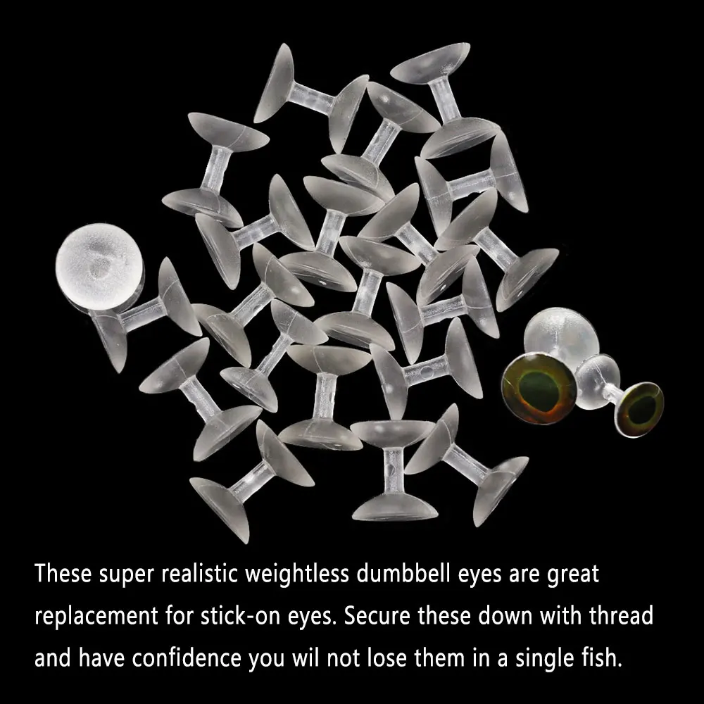 Bimoo 30 Uds ojos con mancuernas sin peso Material de atado de moscas epoxi realista ojos de pez 3D para Minnow Crazy Charlie Señuelos de pesca con mosca - imagen 5