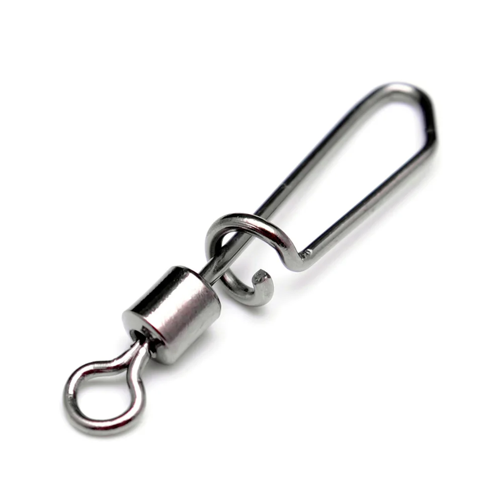 20 piezas-rodamiento de barril de pesca giratorio, Clip de remolino de cambio rápido, Conector de señuelo de gancho de acero inoxidable, aparejo de Clip fácil para lubina - imagen 2