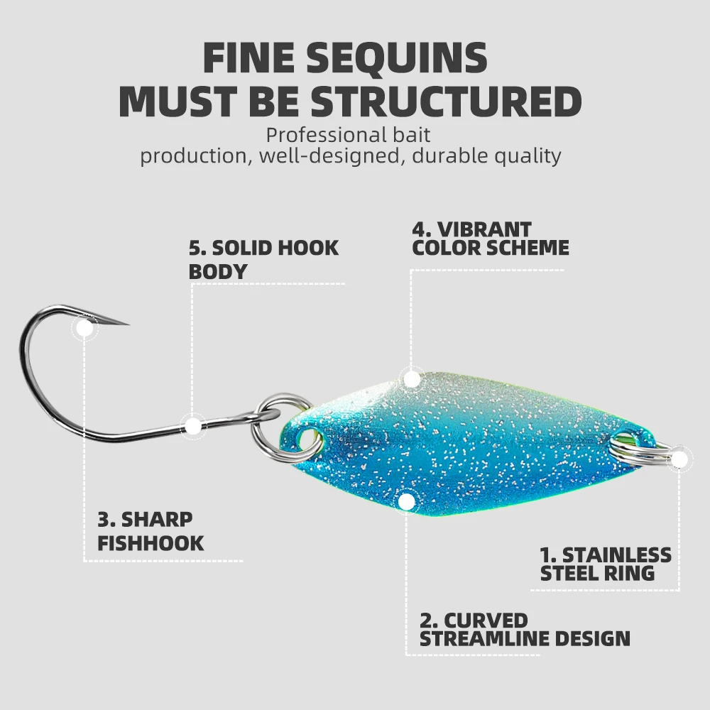 10 unids/set de señuelo cuchara para trucha, cebo de pesca de Metal, aparejos de pesca de agua dulce de colores mezclados con caja de almacenamiento, casti largos multicolores - imagen 3