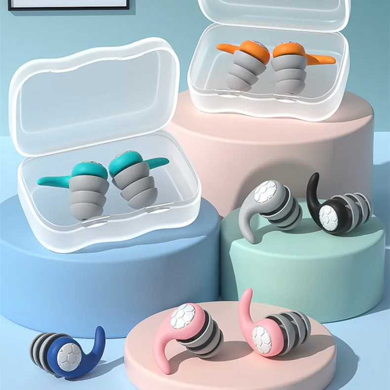 Nuevos tapones para los oídos con cancelación de ruido y aislamiento acústico de silicona, filtro de ruido para dormir y nadar, tapones para los oídos silenciosos impermeables de tres capas - imagen 3