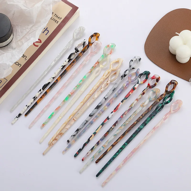 Nueva horquilla de acetato de estilo chino para niñas, giros de masa frita, horquilla rizada, temperamento de pelo largo, accesorios para el cabello de modelado de belleza