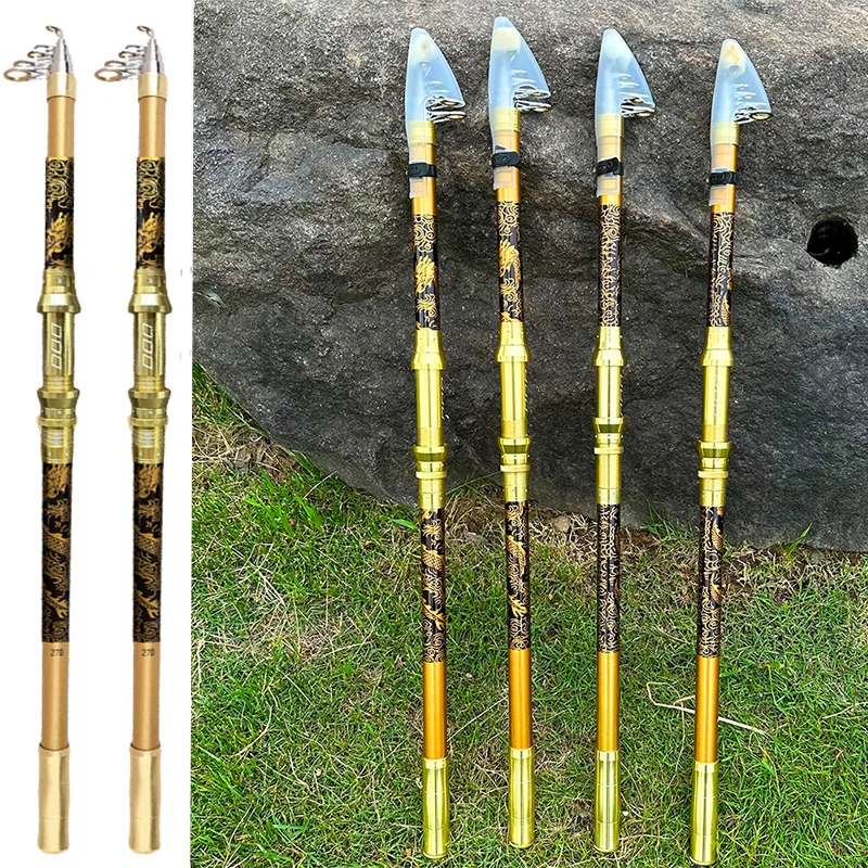 Caña de pescar telescópica giratoria de 2,1-3,6 M, caña de surf de viaje de carbono duro con enchufe de tierra, longitud cerrada de 72CM, pesca en río/barco