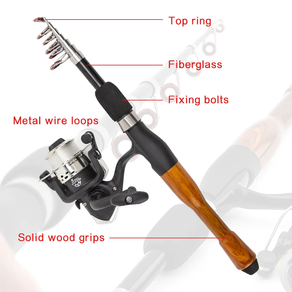 Juego de caña de pescar, kit completo con caña de pescar telescópica y carrete giratorio, anzuelos de viaje - imagen 4