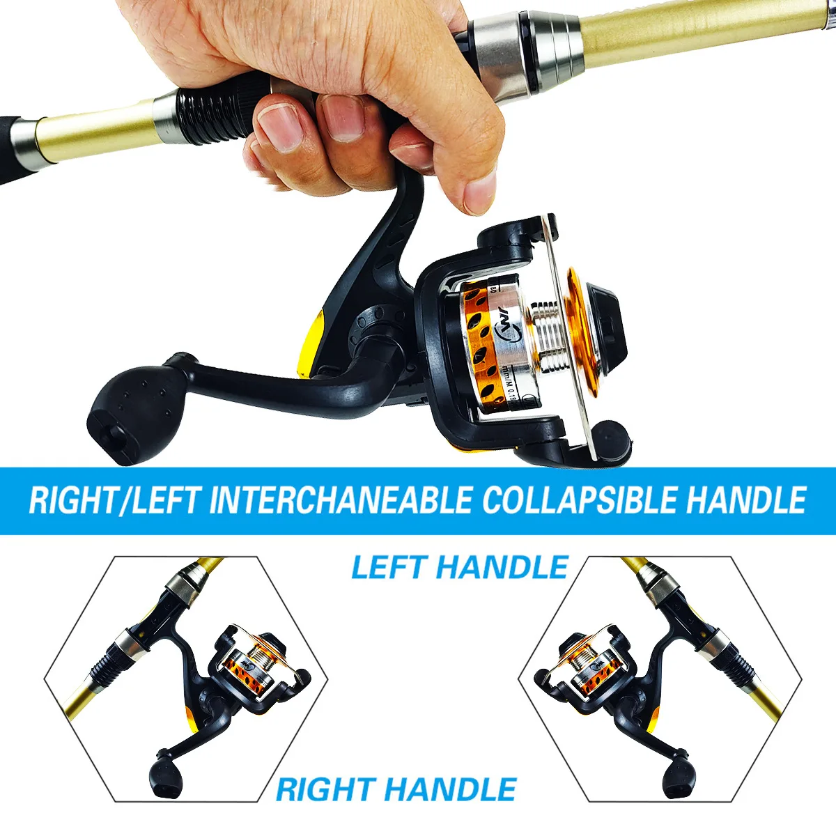Juego de cañas de pescar de 1,8 m, juego de ruedas, juego de aparejos de pesca de agua dulce y de mar, bolsa de asiento de carrete de caña giratoria, accesorios de cebo suave - imagen 4