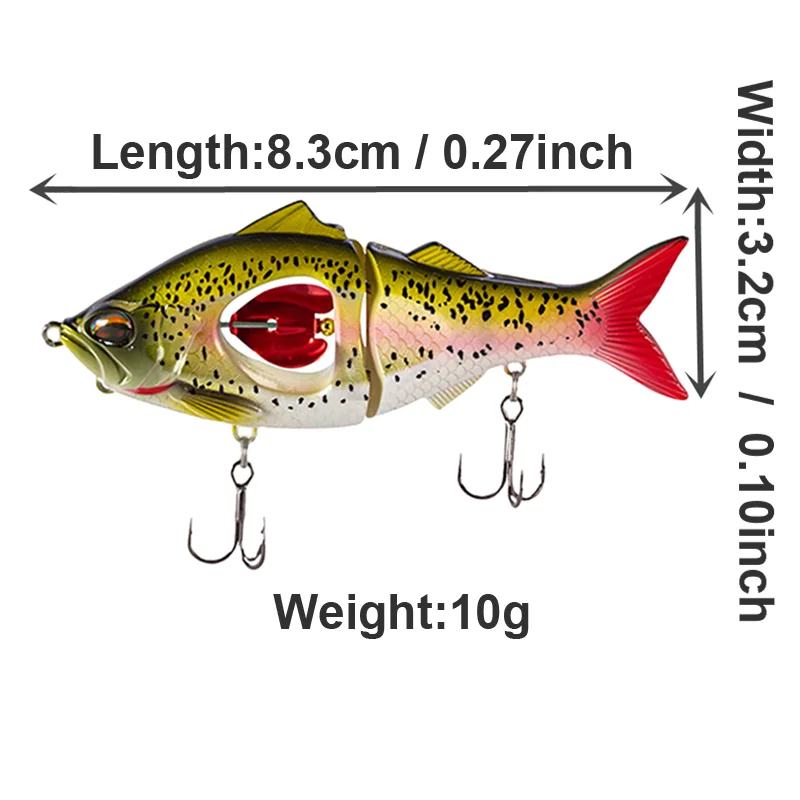 Swimbaits multiarticulados de fundición larga, 1 piezas, 8,3 CM, hélice para pesca de lubina, aparejos de pesca de agua dulce de hundimiento lento - imagen 3