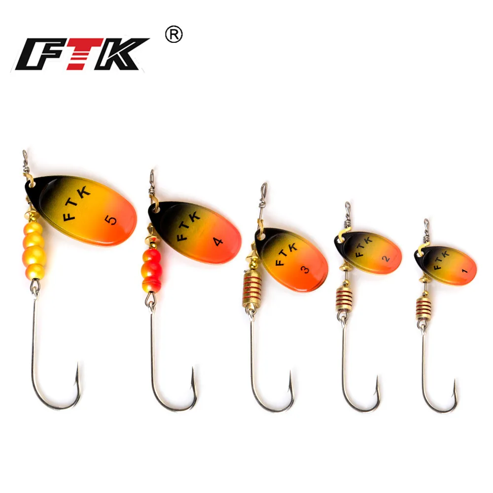 FTK-cuchara giratoria de Metal, cebo de pesca, señuelo de cobre, perca de trucha, Lucio, salmón, aparejo giratorio, 4G-15g - imagen 5