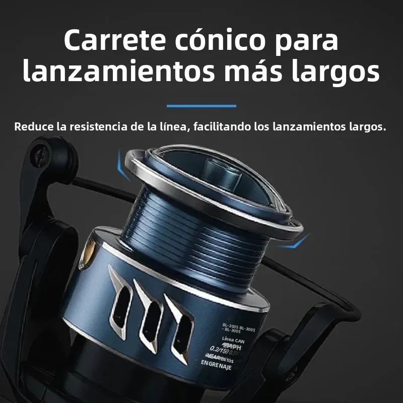 Carrete giratorio Huidiao 2500/3000 impermeable 5+1BB - imagen 3