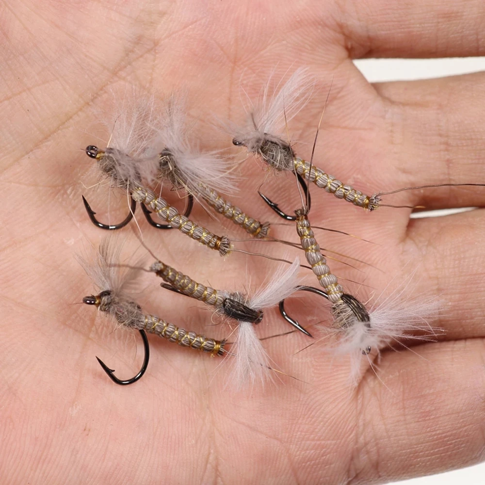 ICERIO-señuelo de pesca con mosca para trucha, 9 piezas, #10, #12, #14, CDC, Mayfly, Deerhair, cuerpo seco - imagen 5