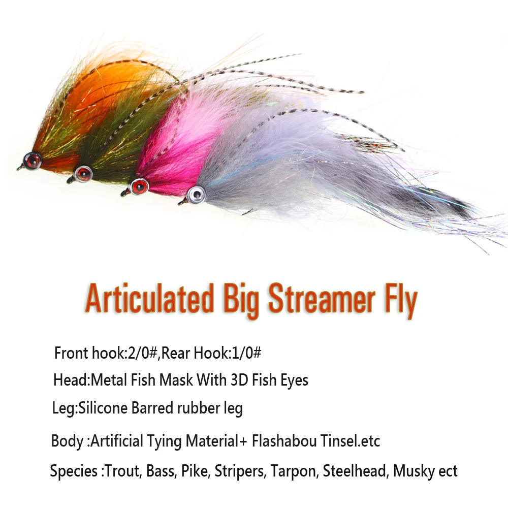 ICERIO doble gancho mosca articulada gran serpentina pesca con mosca moscas señuelo de pesca de agua salada para peces grandes trucha lubina Lucio - imagen 2
