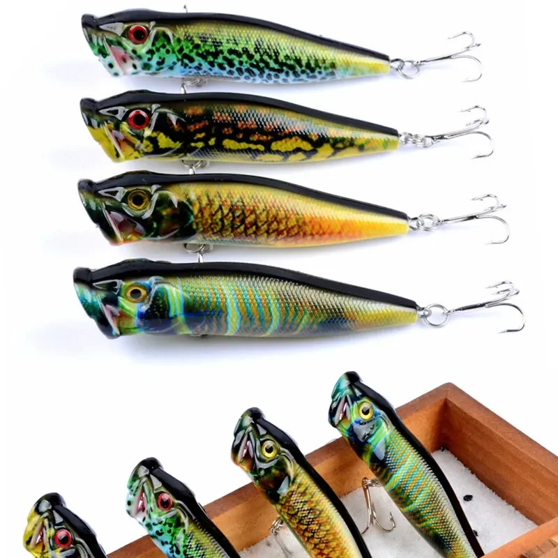 Señuelo de pesca Popper Wobblers de 1 pieza con 4 #   Anzuelo triple 9,5 cm 12g flotante Crankbait Artificial Pesca carpa Lucio aparejos de Pesca - imagen 5
