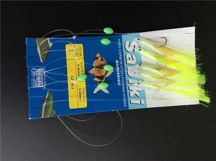 Señuelo de pesca luminoso sabiki para agua dulce, anzuelos de aparejo de calamar sabiki, paquete de 10, 1, 2, 3, 4 - imagen 5