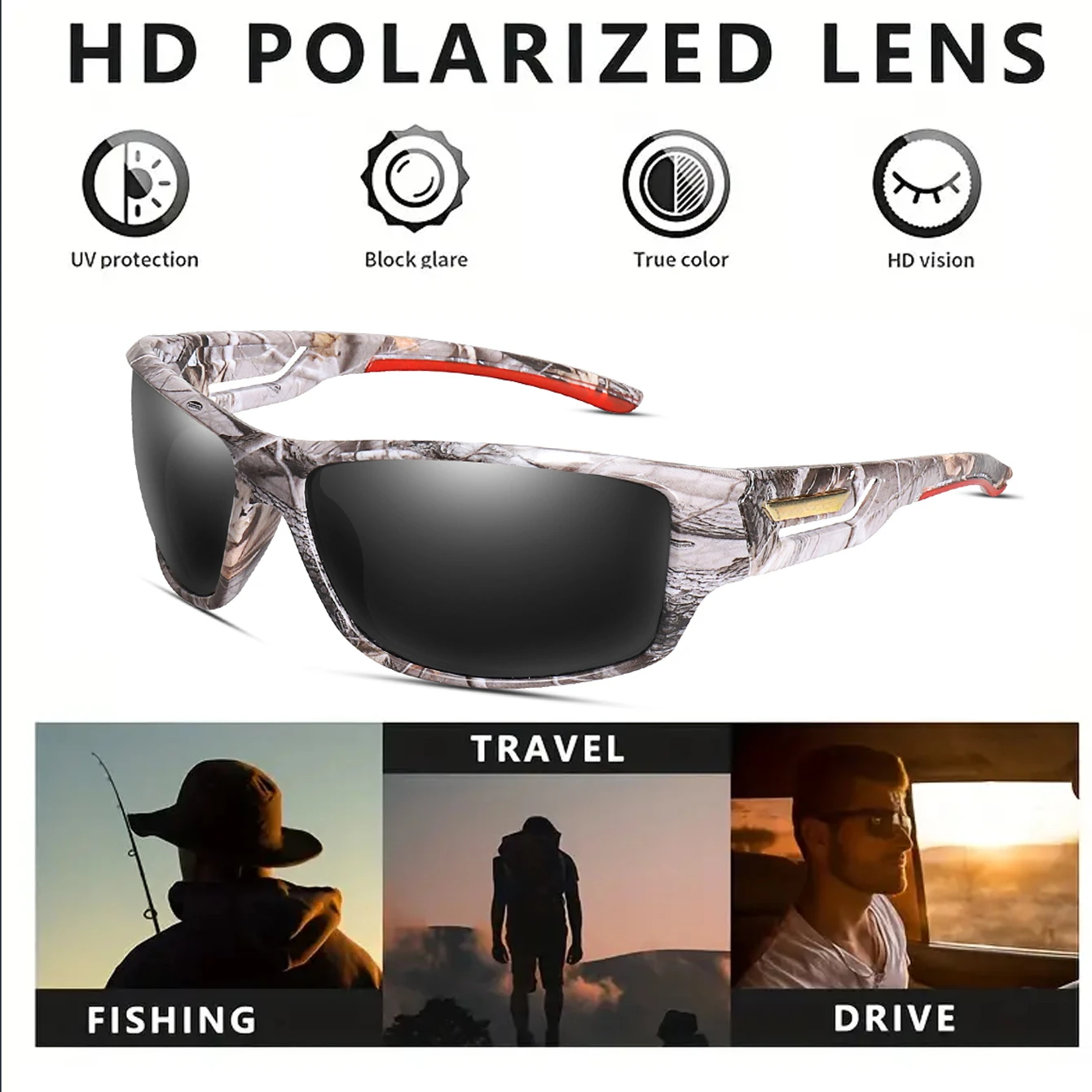 Gafas de sol polarizadas para ciclismo, lentes de camuflaje, conducción, deportes al aire libre, pesca, correr, UV400 - imagen 3