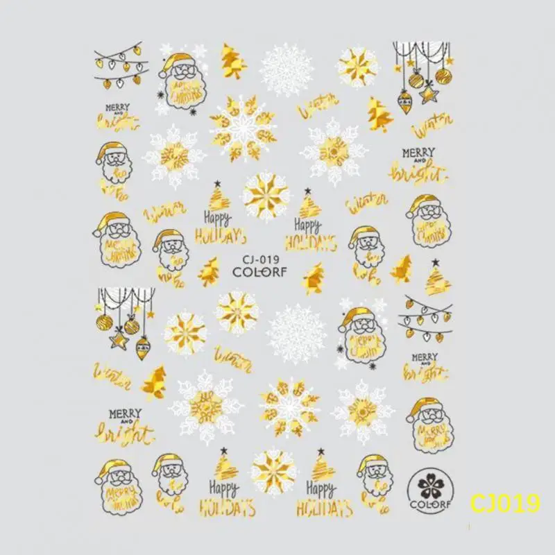 Pegatinas de Navidad para manicura, pegatinas 3D de copos de nieve, letras geométricas, animales, alce, montaña, invierno, 1/2 piezas - imagen 2