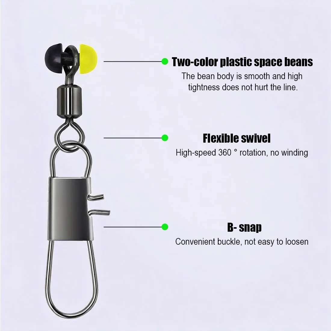 FishTrip Conector Pesca Bicolor Space Bean con Mosquetón Giratorio