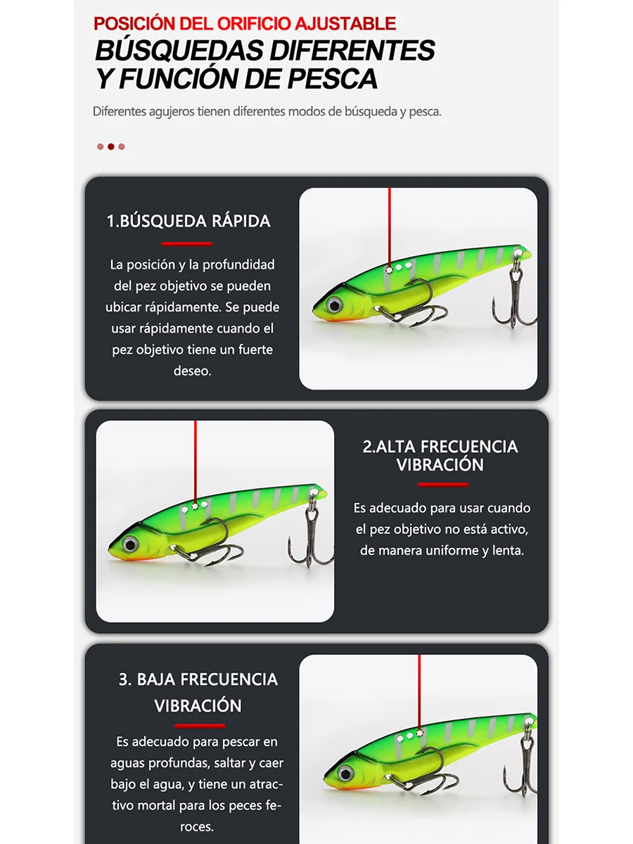 Señuelo de Pesca VIB de 8g, 12g, 16g, plantilla de Metal que se hunde, hoja grande, anzuelos triples de fundición larga, cuchara giratoria, aparejos de vibración, cebo duro para Pesca - imagen 5