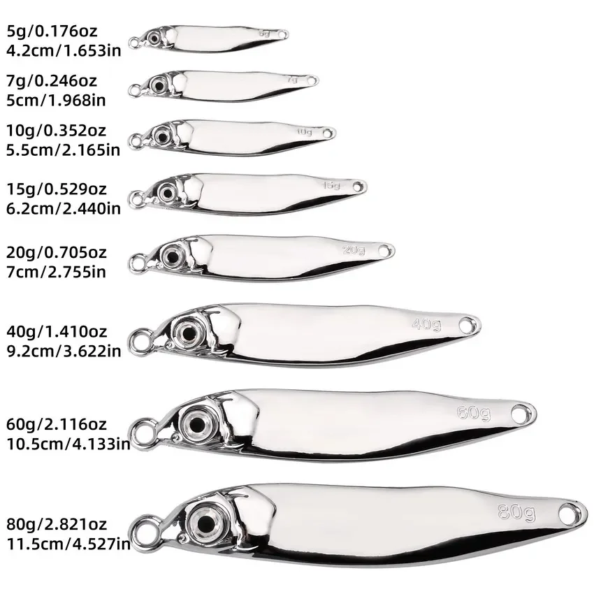 Cebo de pesca con cuchara de Metal, señuelo de 5g, 7g, 10g, 15g, 20g, 40g, 60g, cebos de Metal, cuchara plateada/dorada, aparejos de lentejuelas, 1 ud. - imagen 3
