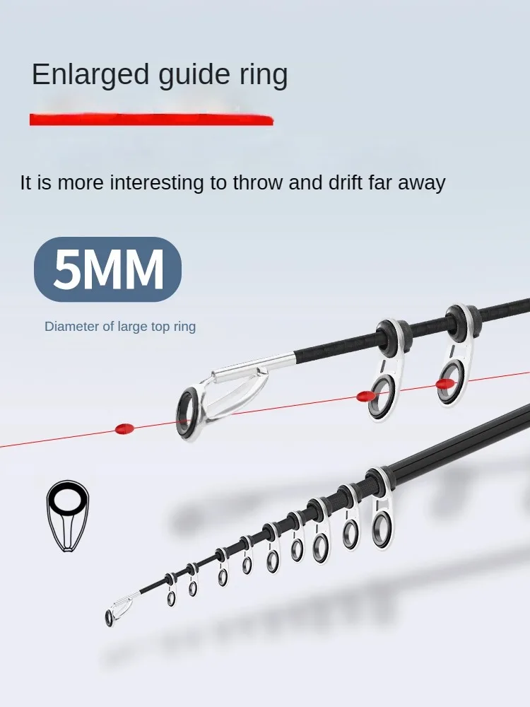 Caña de pescar de fibra de carbono, caña telescópica de sección larga, DW 3,6 m-6,3 m, 2 #3 #5 # - imagen 4