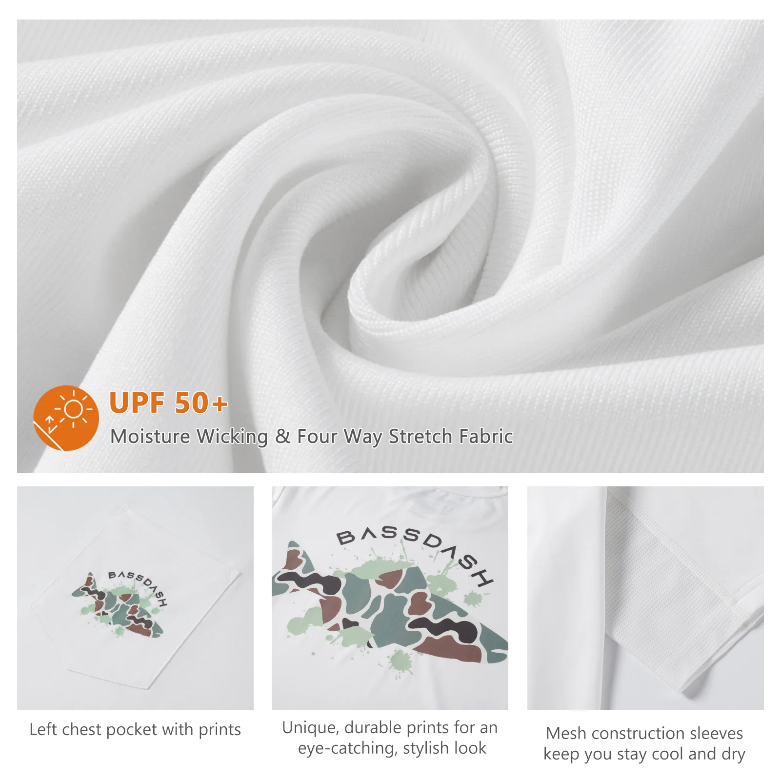 Bassdash Camiseta pesca UPF 50+ – Protección solar seca rápido - imagen 4