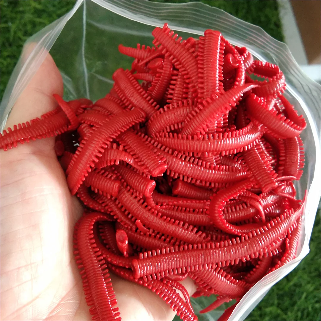 Swolfy Señuelos de pesca tipo gusano rojo flotantes TPR - imagen 4