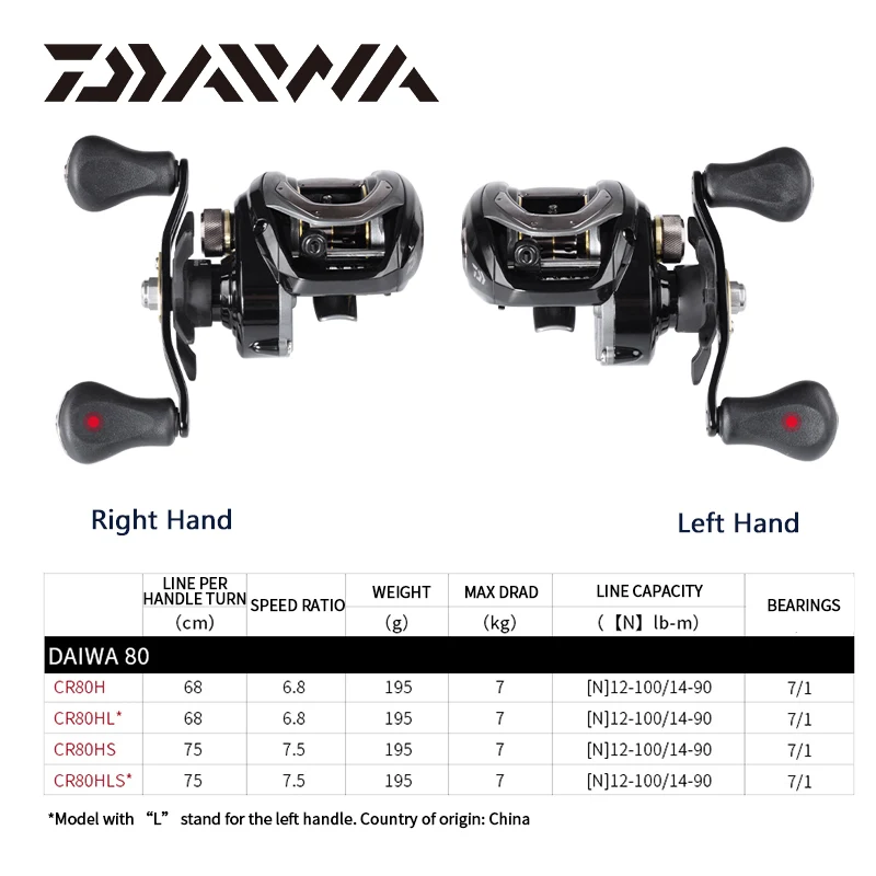 Daiwa-Carretes de Pesca CR80, 6,8/7,5, Ratio de engranaje, arrastre máximo 7Kg, Baitcasting carrete de Pesca, arrastre máximo 7Kg, carretes de Pesca de perfil bajo - imagen 4