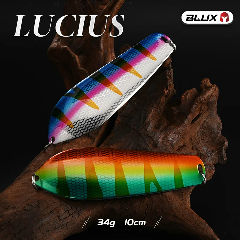 BLUX LUCIUS Legend Spoon Fsihing señuelo 34G 100MM fundición de latón puro curricán lento Metal Wobbler Pike Bass cebo aparejos de agua dulce - imagen 3