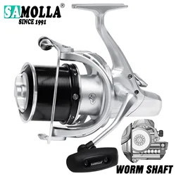 SAMOLLA nuevo carrete de Pesca giratorio arrastre fuerte 20kg eje de gusano Pesca mar carretes de agua salada accesorios rueda giratoria de fundición larga