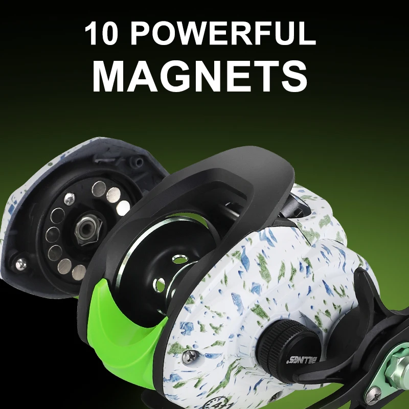 Carrete Baitcasting 6,3: 1 relación de engranaje arrastre máximo 8KG carrete Baitcaster carrete de Metal rueda de freno magnético pesca en agua dulce y salada - imagen 4