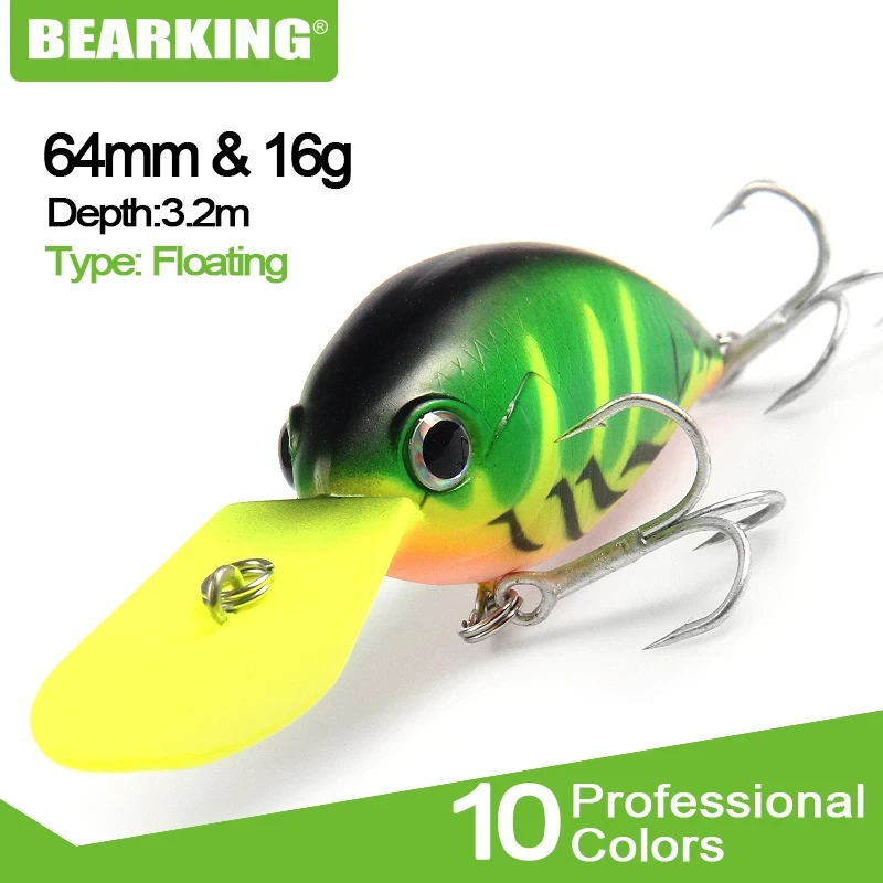 Aparejos de pesca de calidad BEARKING, Señuelos de pesca profesionales, manivela profunda, 64mm, 16g, buceo, 3,2 m, 9 colores diferentes, cebos duros - imagen 2